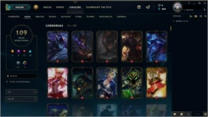 CONTA PRATA 1 TODOS OS HERÓIS e 109 SKINS (2 VITORIOSAS) - League of Legends LOL