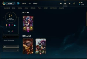 Conta ouro 2 com 24 skins e 66 champs - League of Legends LOL