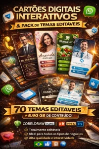 Cartões Digitais Interativos e Pack de Temas Editáveis