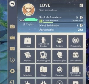 CONTA AR21 + MONA + ARMA 5 ESTRELAS - Genshin Impact