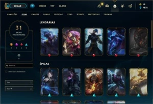 Conta prata 4 com 74 Champs e 31 Skins - League of Legends LOL