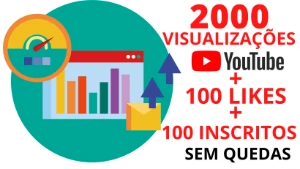 2000 Visualizações + 100 Curtidas + 100 Inscritos No Youtube - Redes Sociais