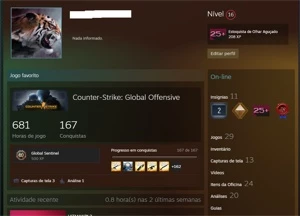 VENDO CONTA STEAM CSGO PRIME + DE 25 JOGOS
