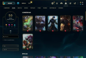 Conta ouro 2 com 91 Champs e 51 Skins + 3 Vitoriosas - League of Legends LOL