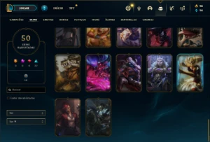 Conta ouro 2 com 91 Champs e 51 Skins + 3 Vitoriosas - League of Legends LOL