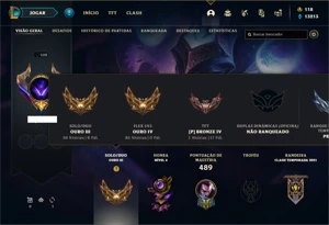 Conta ouro 3 com 150 Champs e 290 Skins + 10 Prestigios - League of Legends LOL