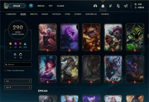 Conta ouro 3 com 150 Champs e 290 Skins + 10 Prestigios - League of Legends LOL