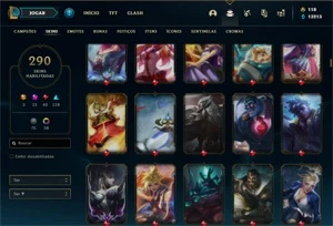 Conta ouro 3 com 150 Champs e 290 Skins + 10 Prestigios - League of Legends LOL