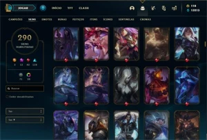 Conta ouro 3 com 150 Champs e 290 Skins + 10 Prestigios - League of Legends LOL