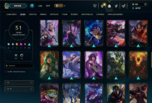 Prata 1 com 120 Champs e 51 Skins +1 Prestigio do Zed - League of Legends LOL