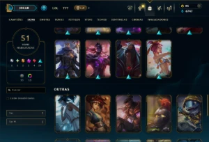 Prata 1 com 120 Champs e 51 Skins +1 Prestigio do Zed - League of Legends LOL