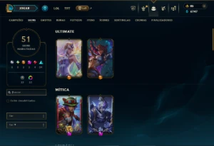 Prata 1 com 120 Champs e 51 Skins +1 Prestigio do Zed - League of Legends LOL