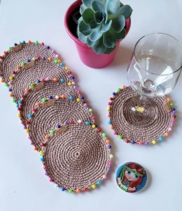 Porta Copos em Crochê Allegra - Artesanato e Personalizados