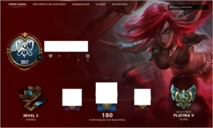 Conta Platina V, 82 champions e 31 Skins - League of Legends LOL