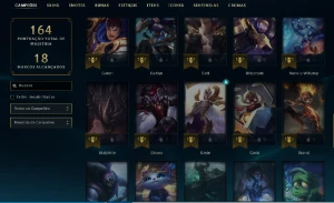 Platina 2 com 60 Champs e 18 Skins + 2 Fragmentos - League of Legends LOL