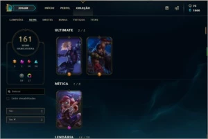 Conta GOLD V com 161 skins - League of Legends LOL