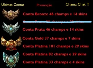 conta lol platina mais de 100 champs e 29 skins - League of Legends