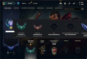 Conta platina 2 com 110 Champs e 111 Skins + 4200 RP - League of Legends LOL