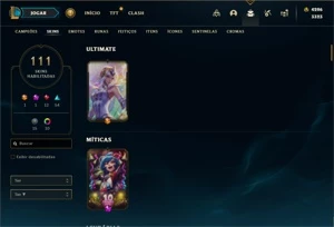 Conta platina 2 com 110 Champs e 111 Skins + 4200 RP - League of Legends LOL