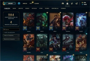 Conta platina 2 com 110 Champs e 111 Skins + 4200 RP - League of Legends LOL