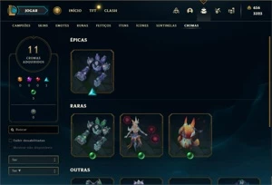 Conta platina 2 com 110 Champs e 111 Skins + 4200 RP - League of Legends LOL