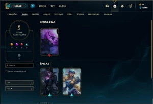 Conta prata 2 com 23 Champs e 5 Skins - League of Legends LOL