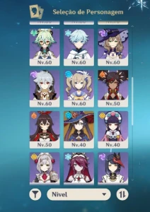 Conta Genshin Impact Ar56, f2p, personagens biuldados