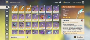 Conta Genshin Impact Ar56, f2p, personagens biuldados