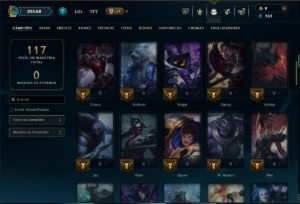 Diamante 4 com 75 Champs e 8 Skins - League of Legends LOL