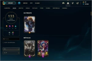 Conta Diamante 4, lvl 375, 133 skins e 27 cromas, - League of Legends LOL