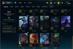 Conta Unranked com 34 Champs e 6 Skins + 2 Fragmentos - League of Legends LOL