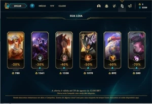 Conta Unranked com 34 Champs e 6 Skins + 2 Fragmentos - League of Legends LOL