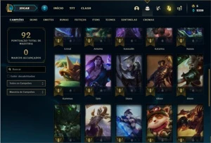 Conta Unranked com 34 Champs e 6 Skins + 2 Fragmentos - League of Legends LOL