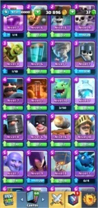 Conta de Clash Royale com muitas lendárias. Acc level 9