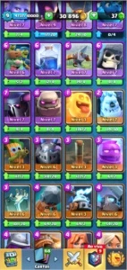 Conta de Clash Royale com muitas lendárias. Acc level 9