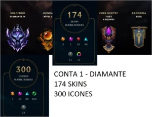 3 Contas - Diamond/Plat/Gold - League of Legends LOL