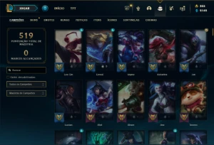 Ouro 4 com TODOS os champs e 183 Skins - League of Legends LOL