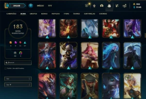 Ouro 4 com TODOS os champs e 183 Skins - League of Legends LOL