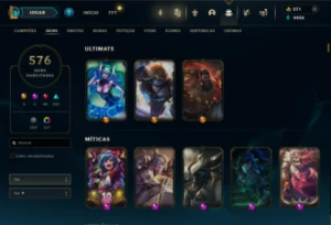 Conta LoL 576 Skins Esmeralda Solo e Platina Flex - League of Legends