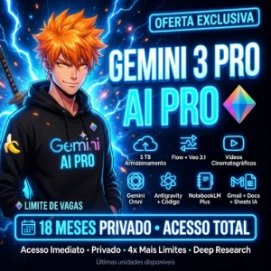 Gemini 3 Pro | 18 Meses + 5TB + Veo 3.1 + 30 Dias de garant. - Inteligência Artificial