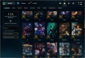 Conta ouro 4 com 23  skins e 64 champs ( 500k de Jarvan ) - League of Legends LOL
