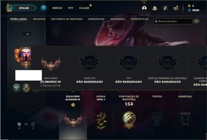 Conta bronze 3 com 57 Champs e 31 Skins + 2 Fragmentos - League of Legends LOL