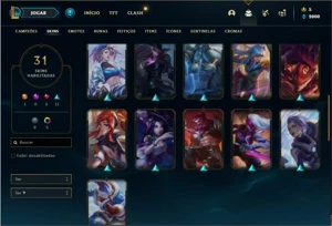 Conta bronze 3 com 57 Champs e 31 Skins + 2 Fragmentos - League of Legends LOL