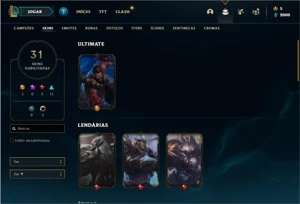 Conta bronze 3 com 57 Champs e 31 Skins + 2 Fragmentos - League of Legends LOL