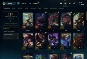 Conta bronze 3 com 57 Champs e 31 Skins + 2 Fragmentos - League of Legends LOL