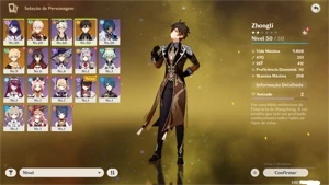 AR30 RIDEN SHOGUN, KAZUHA, ZHONGLI 7 MIL GEMAS + BENÇÃO - Genshin Impact