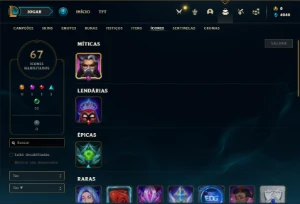 Conta ouro 3 com 40 Champs e 7 Skins + 2 Fragmentos - League of Legends LOL
