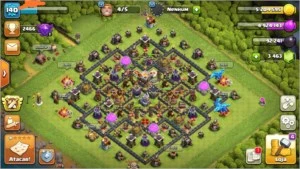 Conta clash of clans cv11 e cc8 bem upada