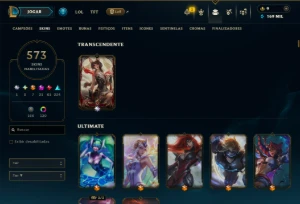 Unranked com TODOS os Champs e 573 Skins +1 transcedente