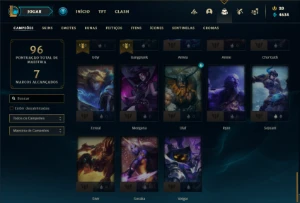 Conta diamante 2 com 60 Champs e 20 Skins + 3 Fragmentos - League of Legends LOL